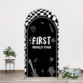 Aperturee - Aperturee First World Tour Rock Star Birthday Arch Backdrop Black and White Checkered Music Theme Band Photo Booth Decor